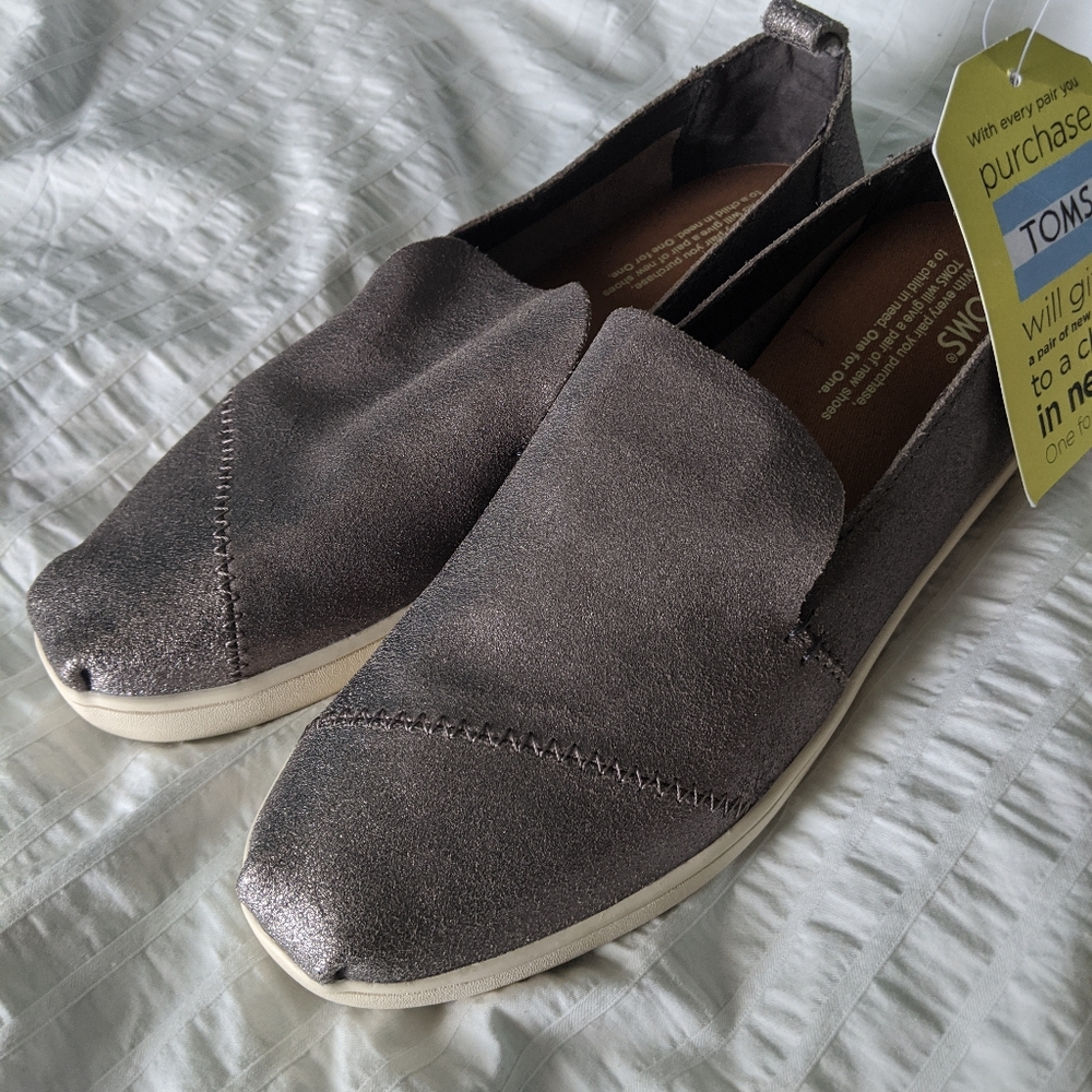 Toms Pewter Metallic Deconstructed Alpargata